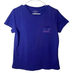 Vineyard Vines Womens Royal Blue Short Sleeve Whale Logo Pocket T-Shirt Size M